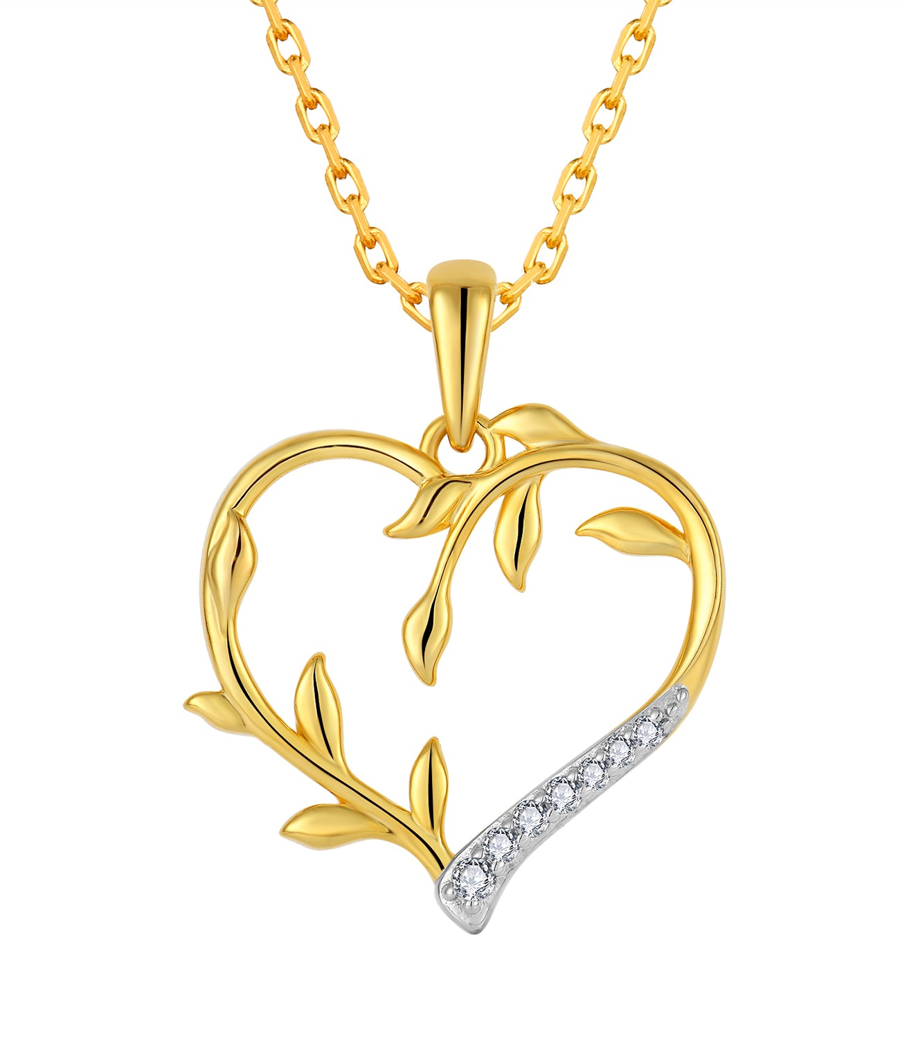 عقد قلب فضة عيار 925 مطلي ذهب