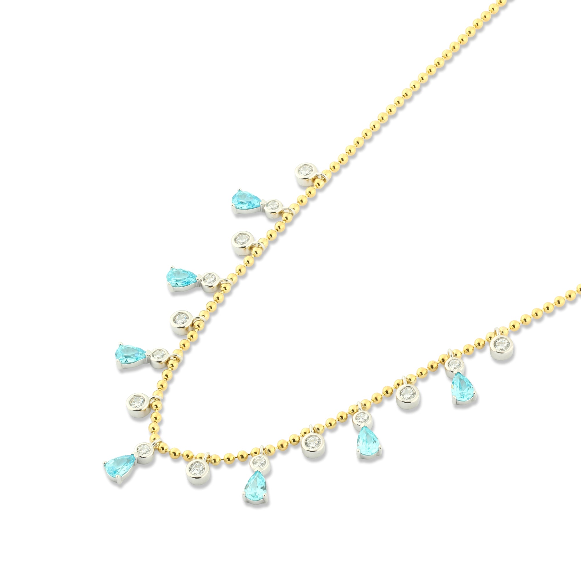 عقد فصوص تركواز متدلية مطلي ذهب فضة عيار 925