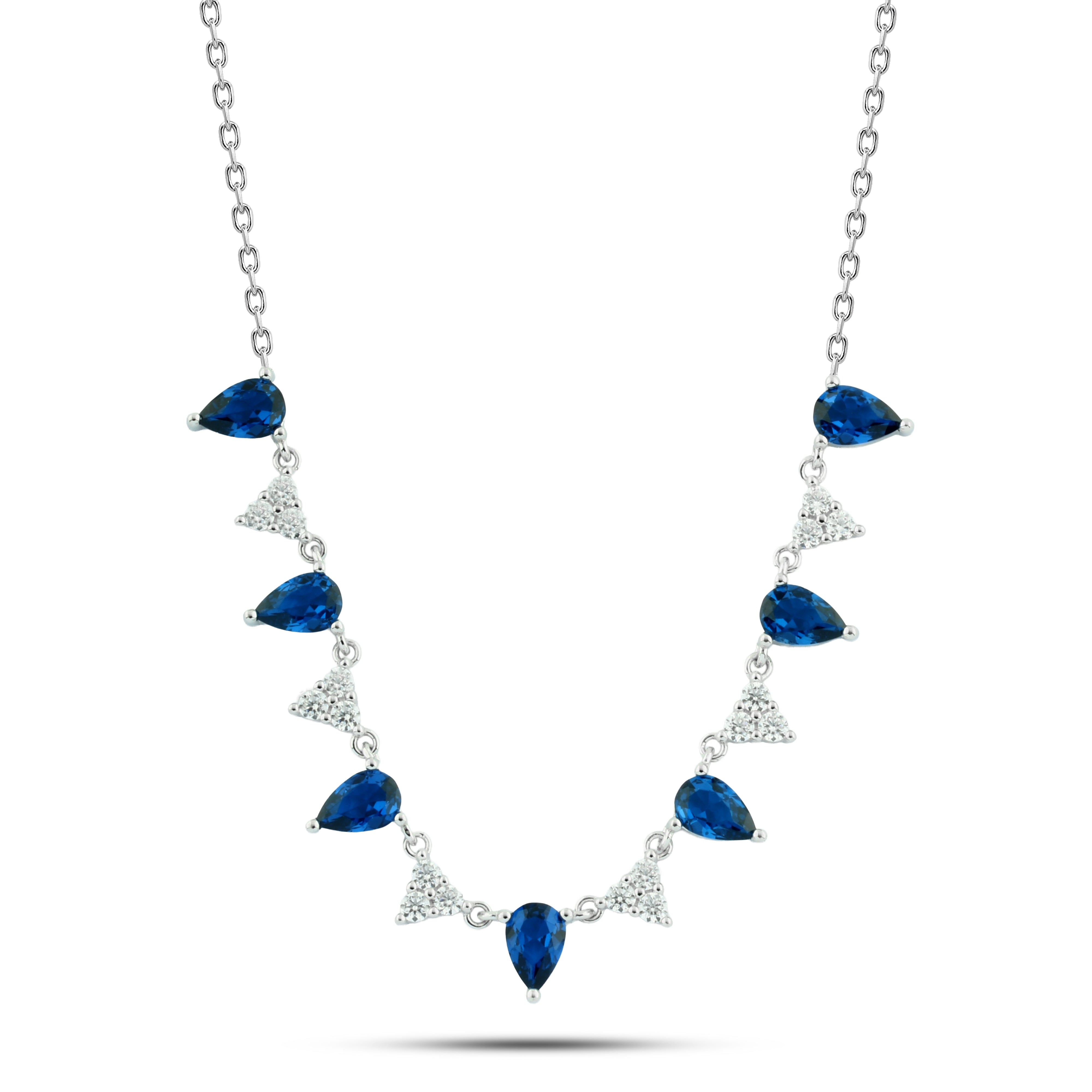 عقد فضة عيار 925 بفص أزرق ملكي