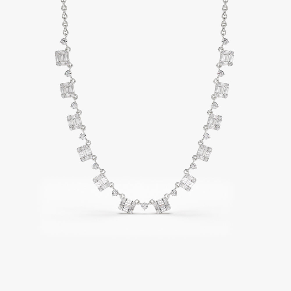 عقد فصوص مستطيلة فضة عيار 925