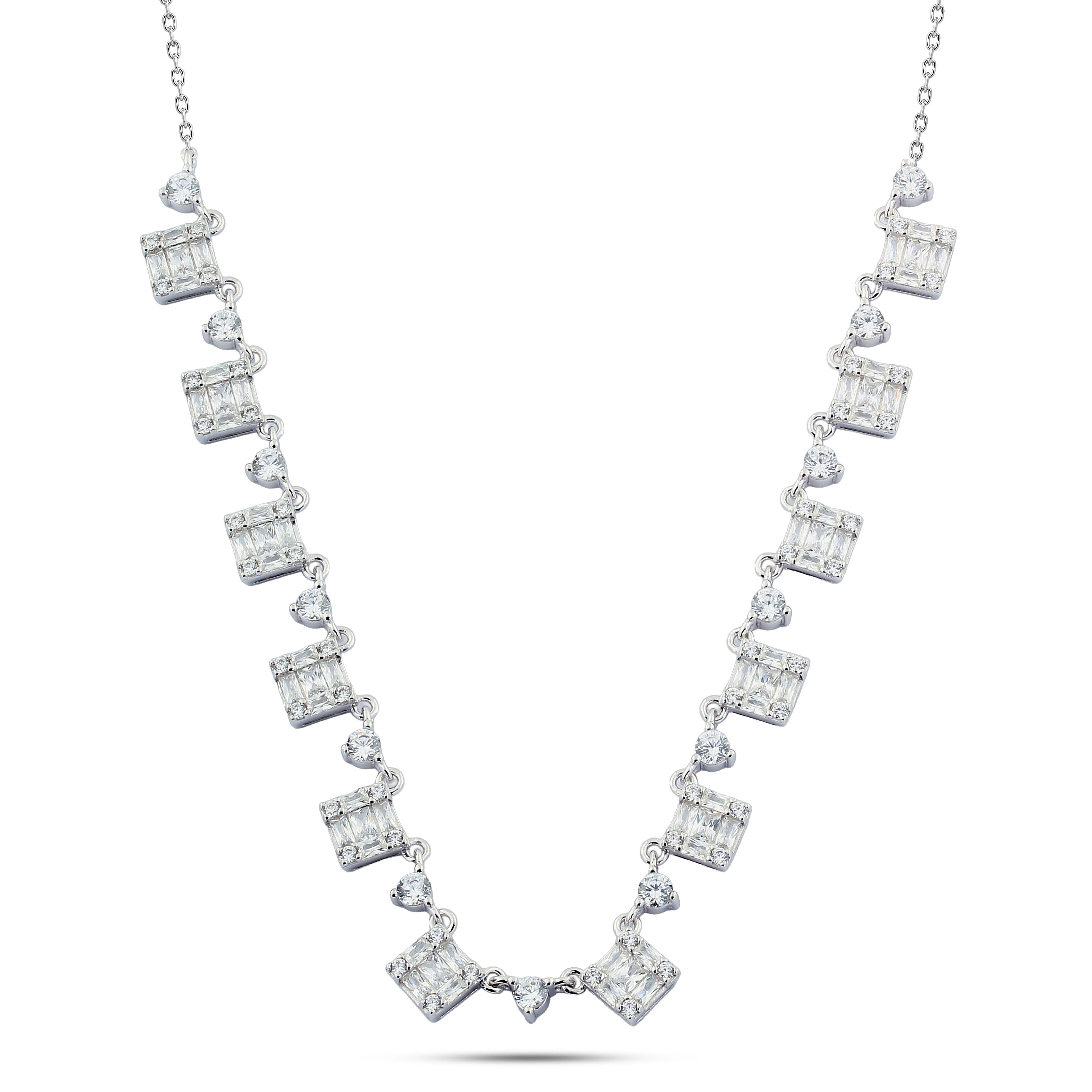 925 Silver Necklace with Rectangular Stones