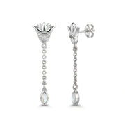 925 Silver Lotus Flower Earrings with Mother of Pearl Stone
