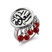 "Saada" Ring with Natural Red Agate Stone – 925 Silver