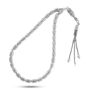Men’s Tasbih with Cylindrical Hollow Silver Hematite Beads