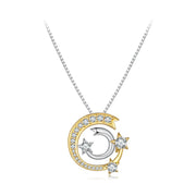 Meteor Gold Moon and Star Necklace - 925 sterling silver