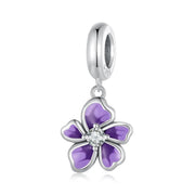 925 Sterling Silver Violet Flower Charm