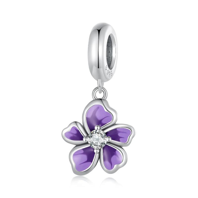 925 Sterling Silver Violet Flower Charm