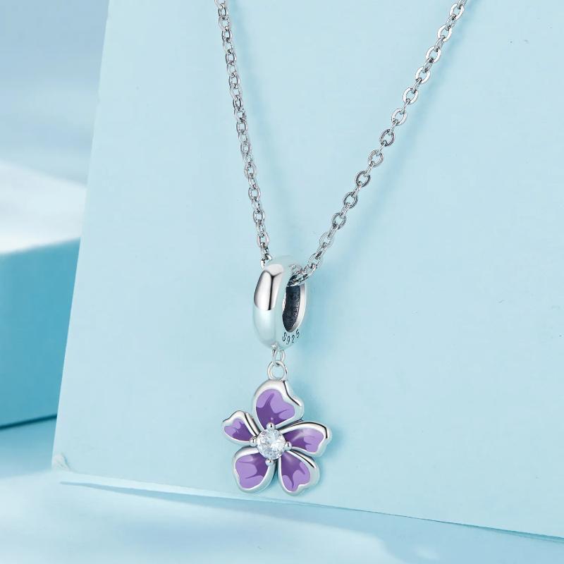 925 Sterling Silver Violet Flower Charm