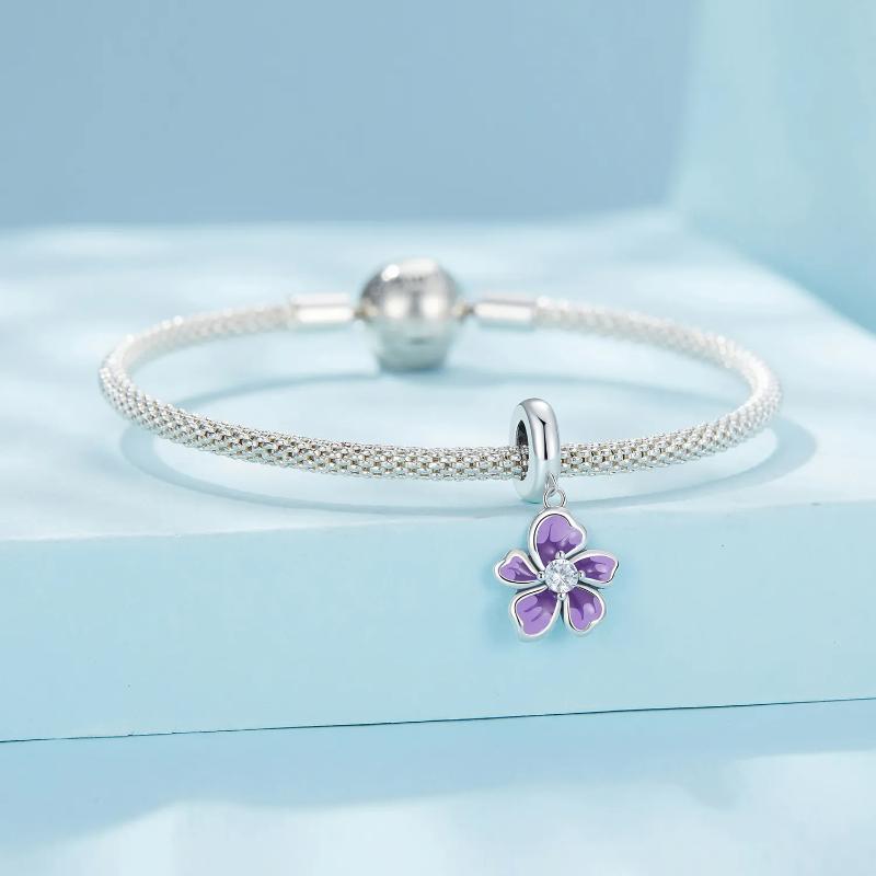 925 Sterling Silver Violet Flower Charm