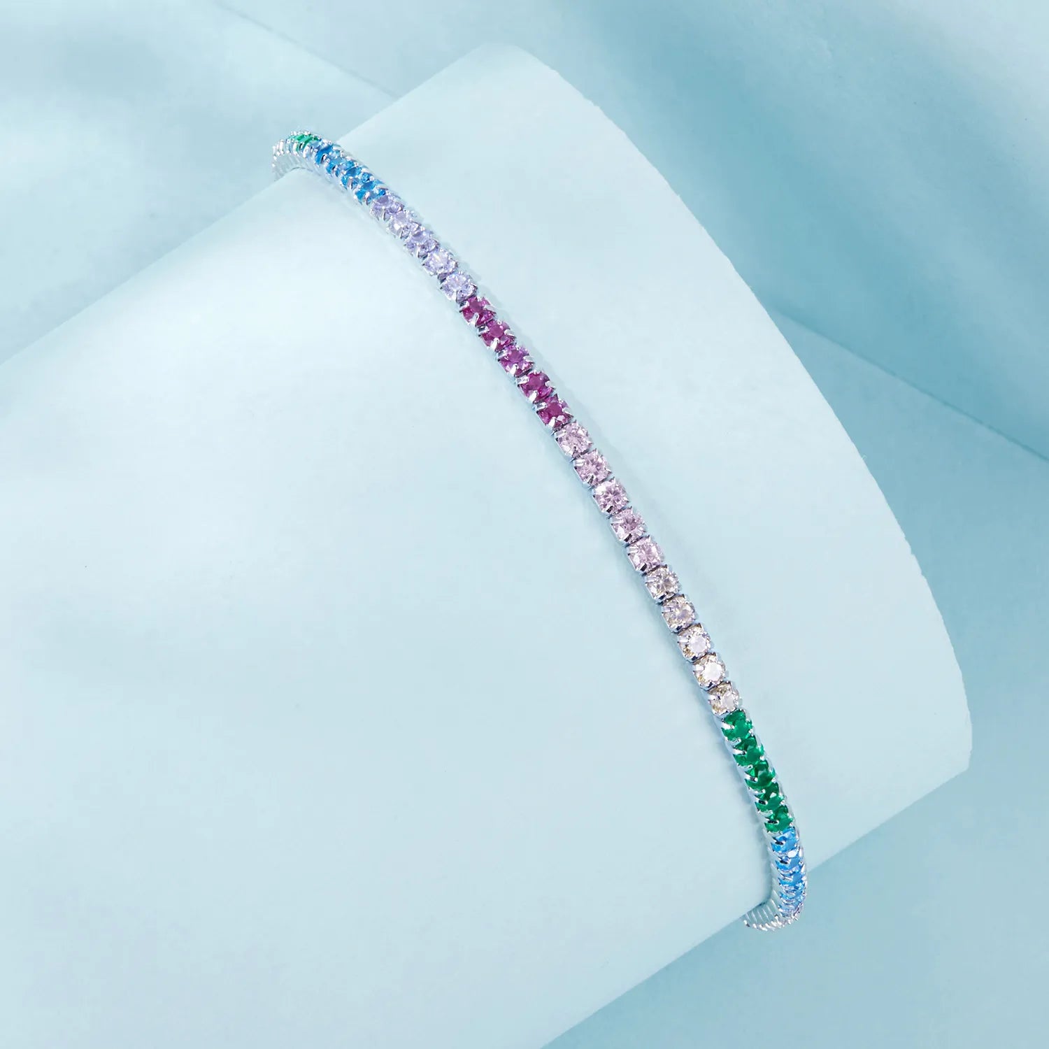 Shiny Zircon Bracelet Tennis Colored 925 Sterling Silver