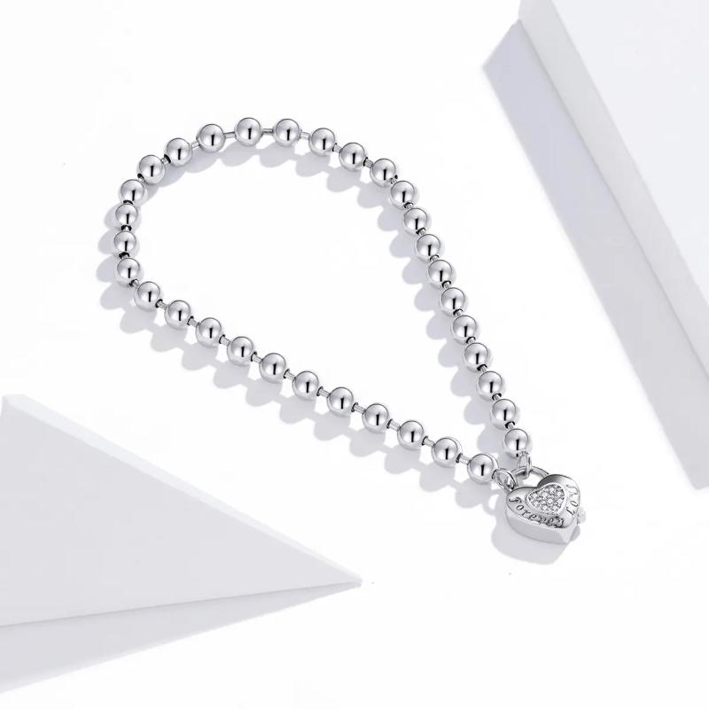 (Forever Love) Love Heart 925 Silver Bracelet