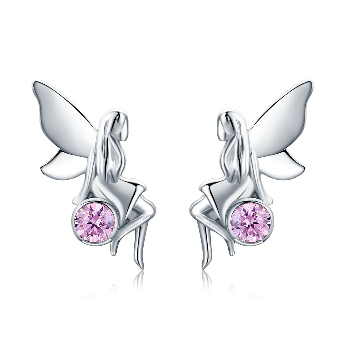 “Girl with Delicate Wings” 925 Silver Earrings