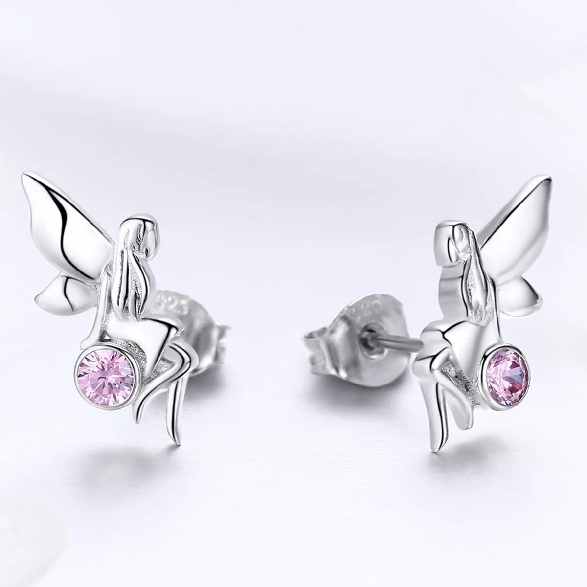 “Girl with Delicate Wings” 925 Silver Earrings