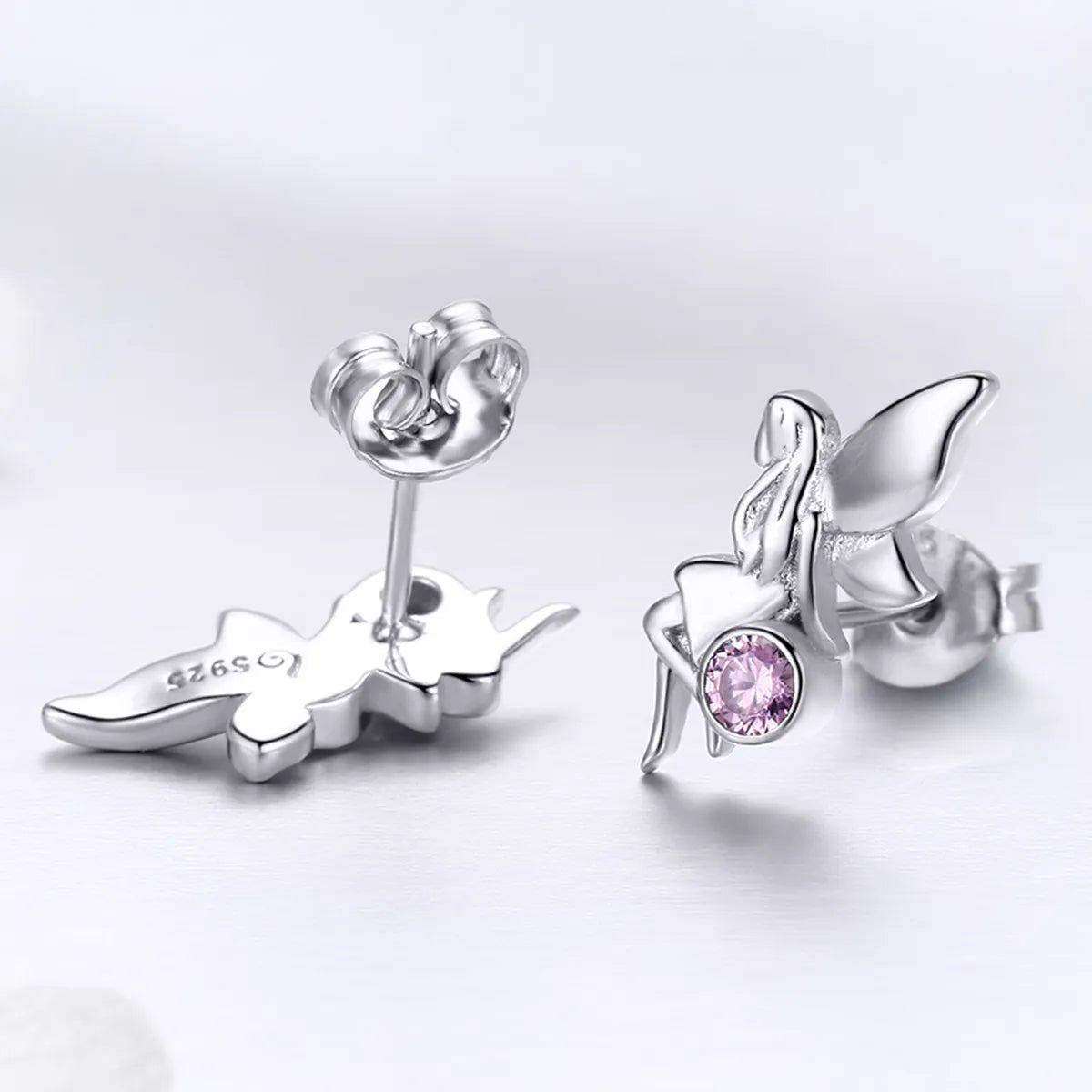 “Girl with Delicate Wings” 925 Silver Earrings