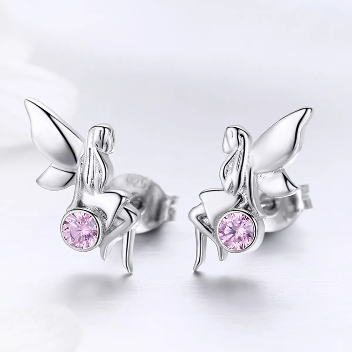 “Girl with Delicate Wings” 925 Silver Earrings
