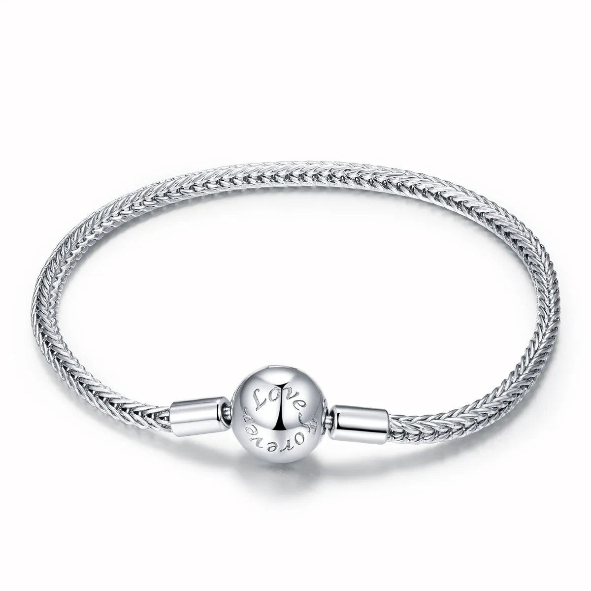 Charm Bracelet Engraved with "Love Forever" 925 Sterling Silver