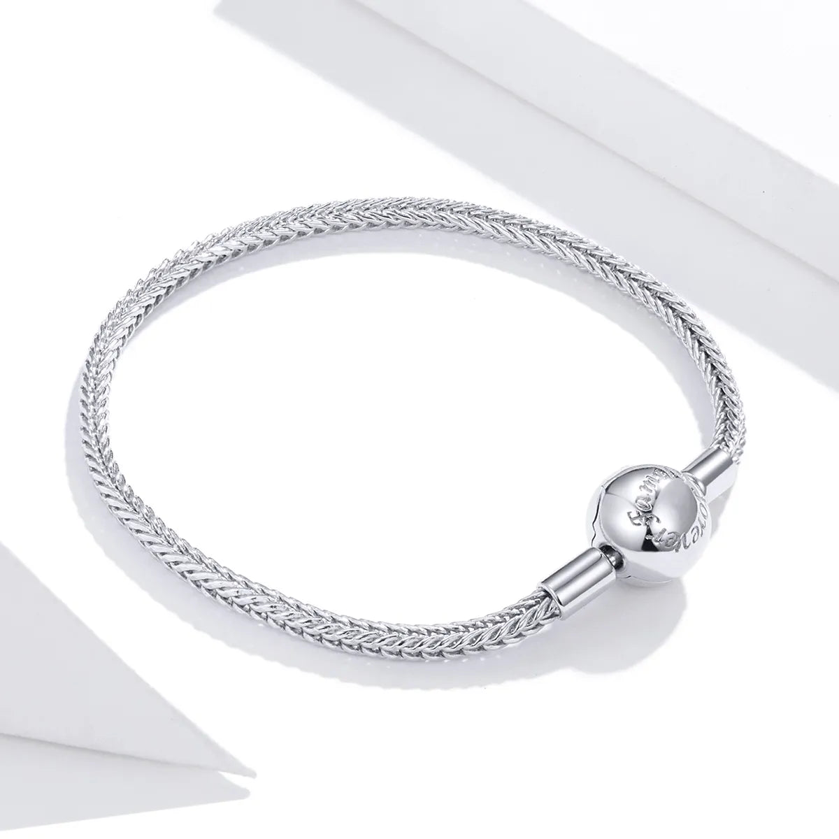 Charm Bracelet Engraved with "Love Forever" 925 Sterling Silver