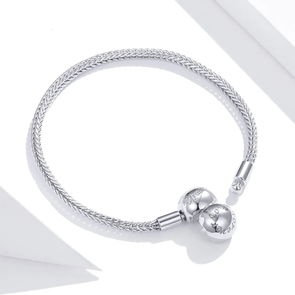 Charm Bracelet Engraved with "Love Forever" 925 Sterling Silver
