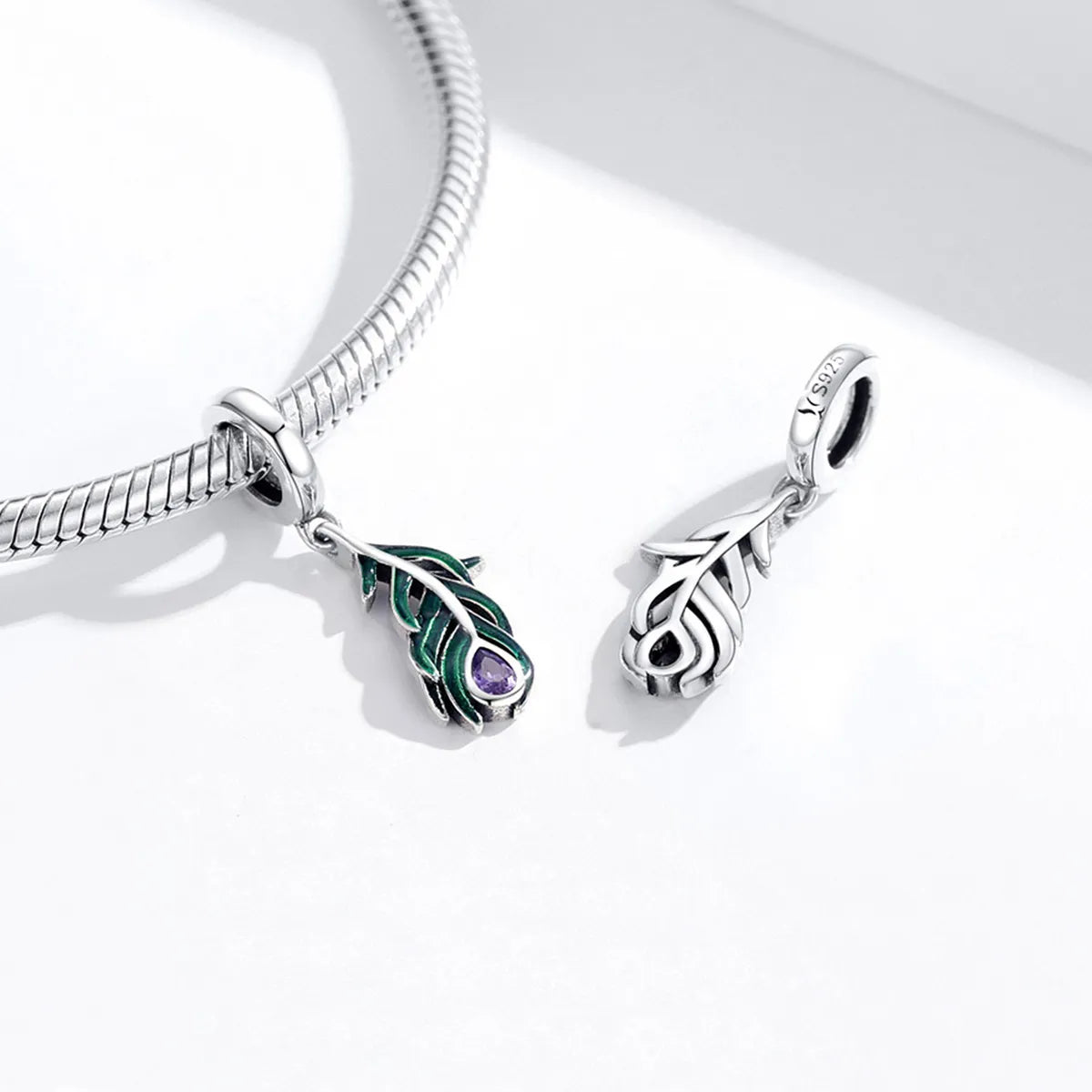 Peacock Feather 925 Silver Charm