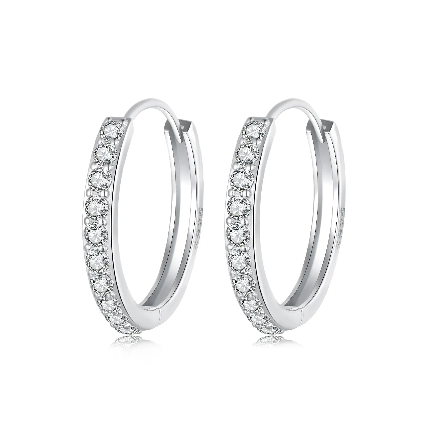 925 silver hoop earrings with sparkling stones