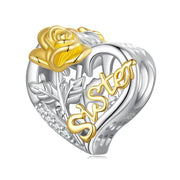 دلاية انسيال فضة عيار 925 علي شكل قلب وزهرة عباد الشمس