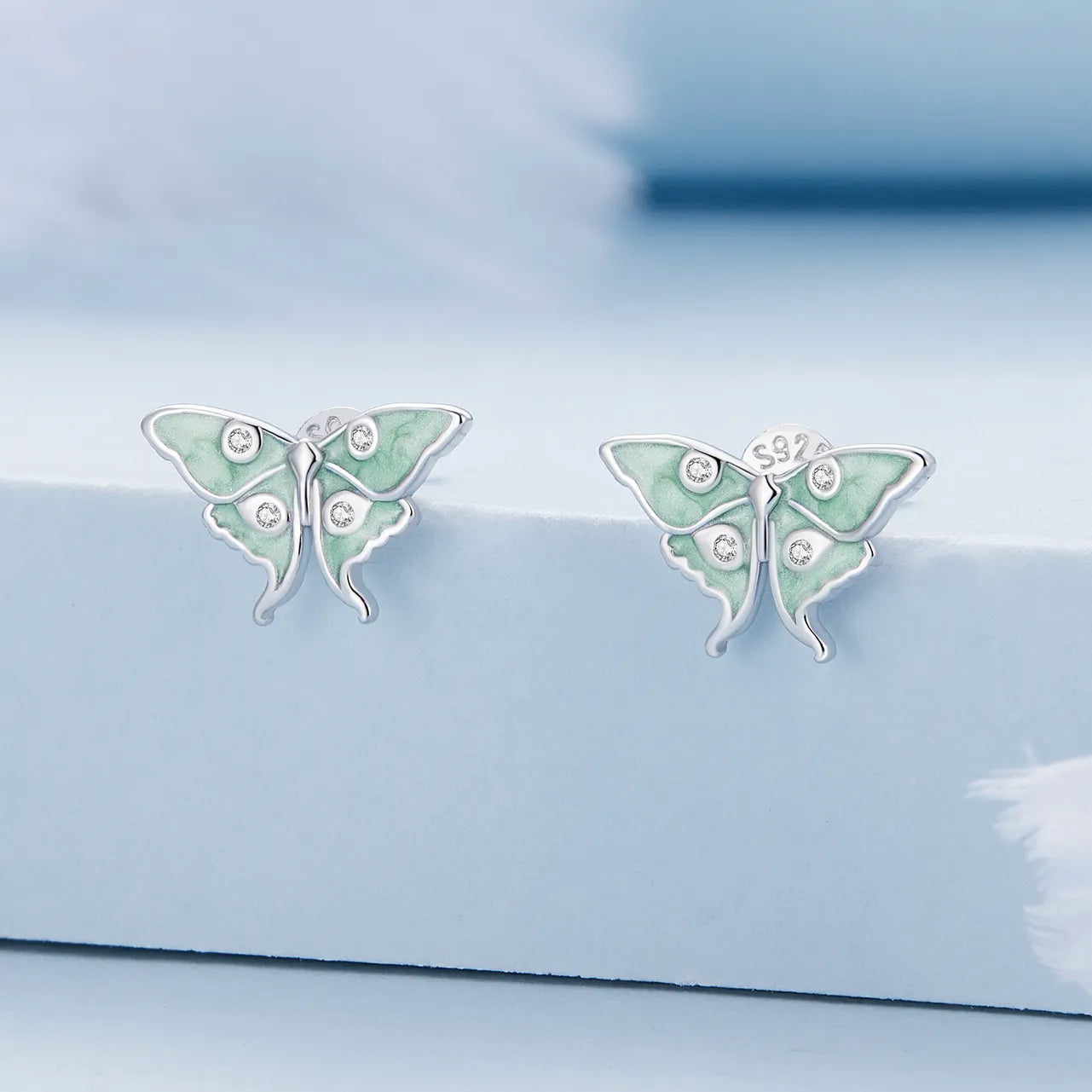 Green Butterfly 925 Silver Earring