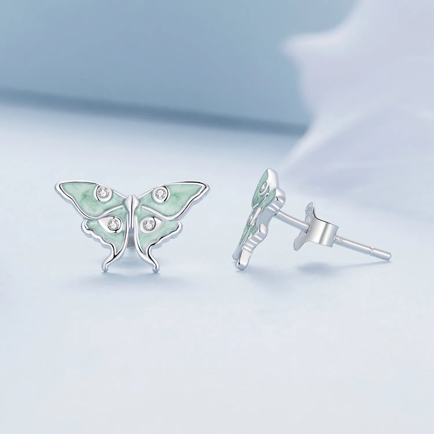 Green Butterfly 925 Silver Earring