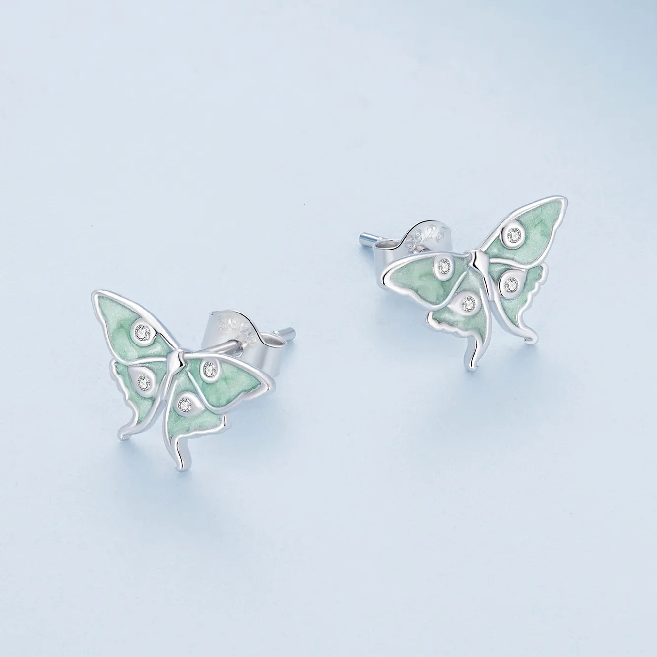 Green Butterfly 925 Silver Earring