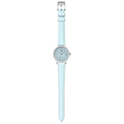 Reys Women's Analog Watch – Light Blue Dial with Light Blue Leather Strap