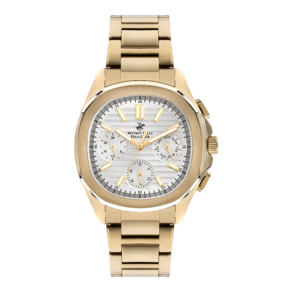 Beverly Hills Polo Club Men’s Multi-Function Silver Dial Gold Stainless Steel Watch – BP3212X.130