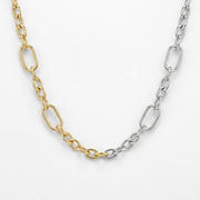 Two-Tone Paperclip Chain Necklace, 925 Silver