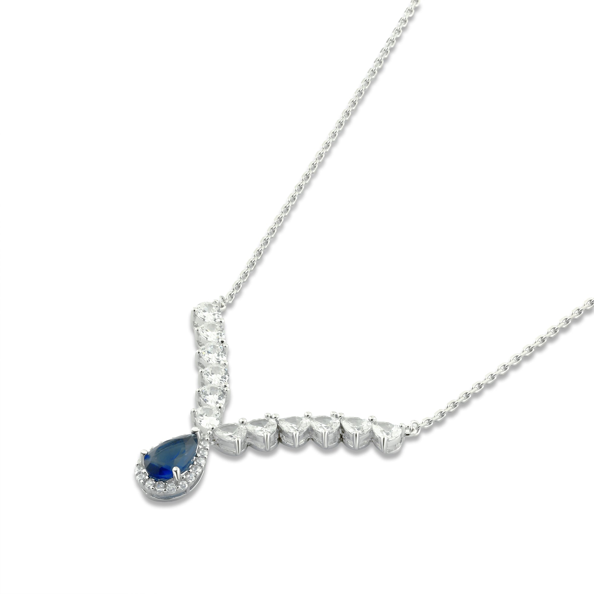 عقد تصميم عصري بحجر أزرق متدلي فضة عيار 925