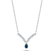 عقد تصميم عصري بحجر أزرق متدلي فضة عيار 925