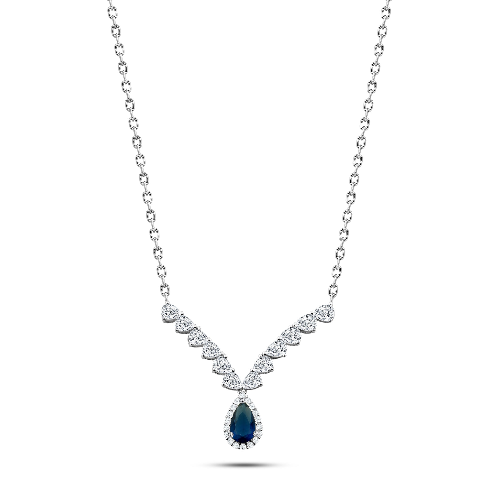 عقد تصميم عصري بحجر أزرق متدلي فضة عيار 925