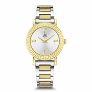 Reys Women's Analog Watch – Gold Case with Two-Tone Stainless Steel Bracelet and Silver Dial