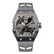 Reys Men's Analog Watch – Black Case with Black Rubber Strap and Skeleton Dial