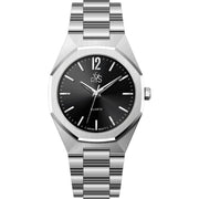 Reys Men's Analog Watch – Black Dial & Silver Stainless Steel Bracelet