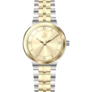 Reys Women's Analog Watch – Gold Dial with Two-Tone Stainless Steel Bracelet