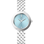Reys Women's Analog Watch – Light Blue Dial with Silver Stainless Steel Bracelet