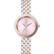 Reys Women's Analog Watch – Pink Dial with Silver & Rose Gold Stainless Steel Bracelet