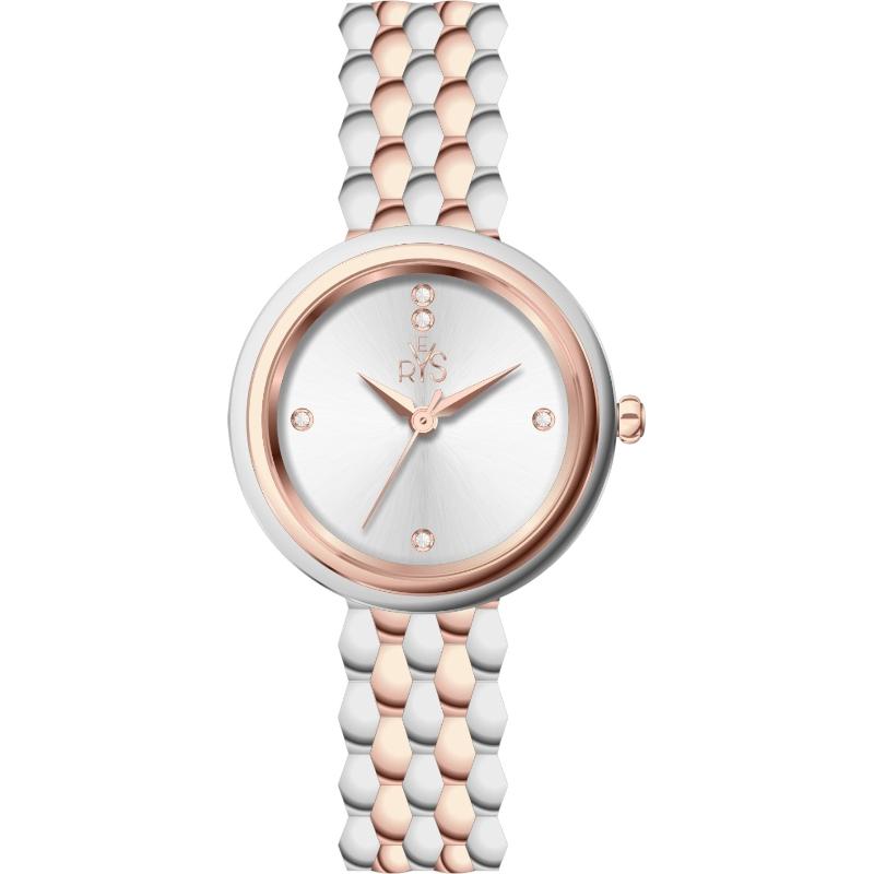 Reys Women's Analog Watch – Silver Dial with Silver & Rose Gold Stainless Steel Bracelet
