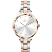 Reys Women's Analog Watch – Silver Dial with Two-Tone Stainless Steel Bracelet