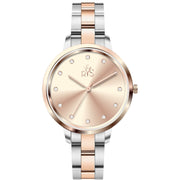 Reys Women's Analog Watch – Rose Gold Dial with Silver & Rose Gold Stainless Steel Bracelet