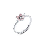  925 Silver Sakura Bloom Ring , Platinum-Plated