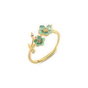 Turquoise Bloom Ring, Gold-Plated 925 Silver