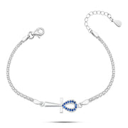 انسيال مفتاح الحياة – فضة عيار 925 بفصوص زرقاء