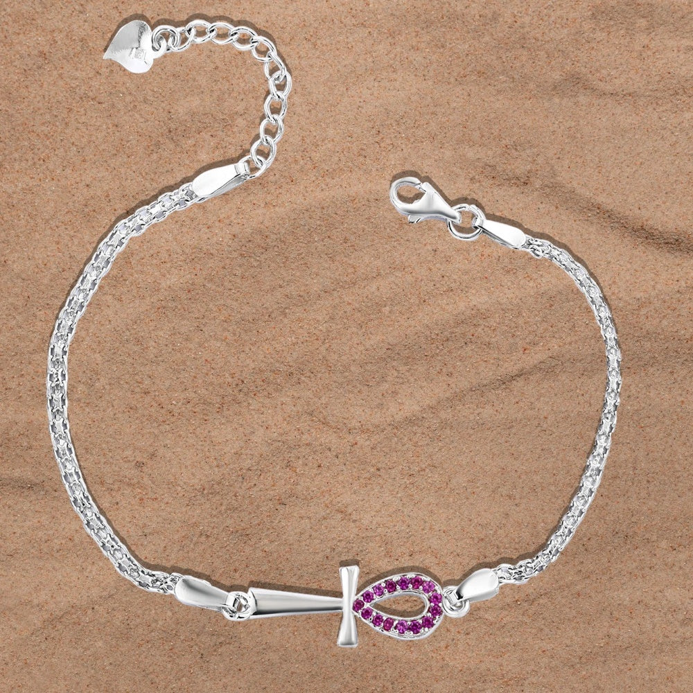 انسيال فضة عيار 925 فرعوني على شكل مفتاح الحياة