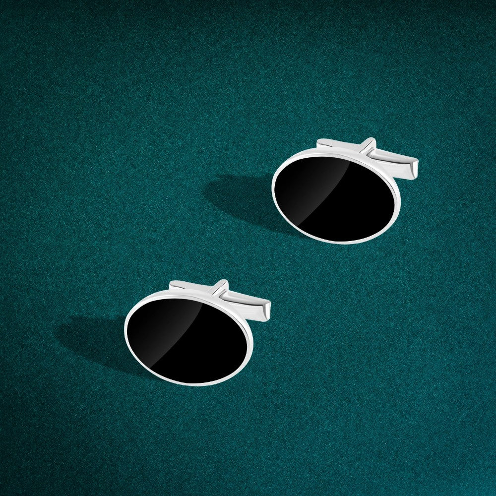 925 Sterling Silver Cufflinks with a Classic Geometric Pattern