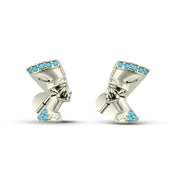 Nefertiti Earrings – 925 Sterling Silver with Aquamarine Stones