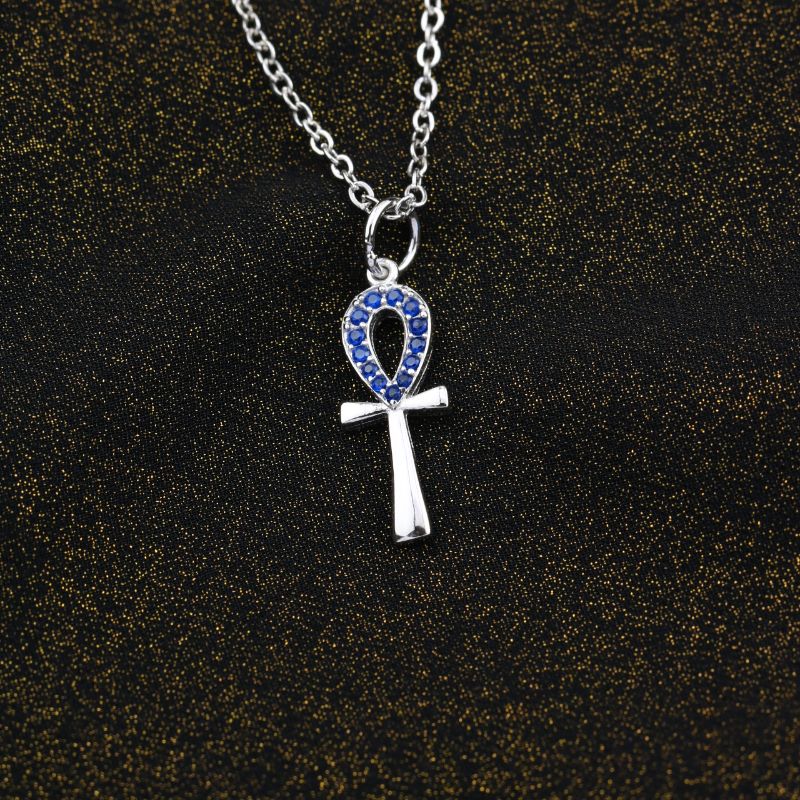 RNB040 - Women's 925 Sterling Silver Necklace with Ankh Pendant